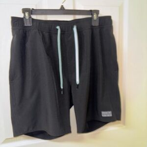 Men's Black Athletic Shorts with Mint Drawcord